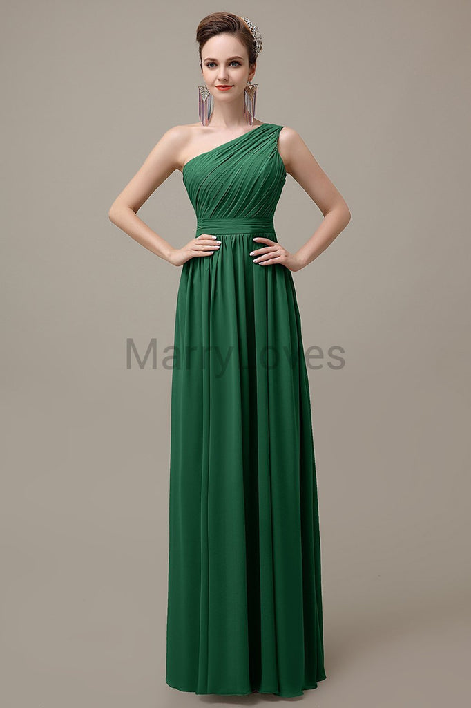 One Shoulder Chiffon Floor Length Bridesmaid Dresses