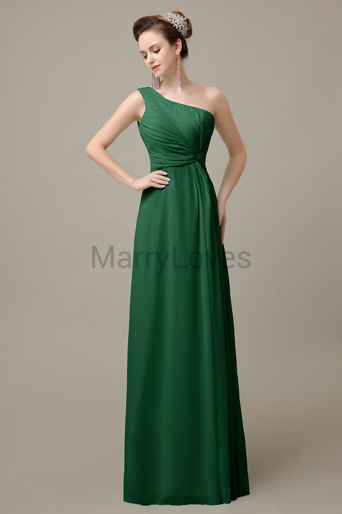 One Shoulder Long Chiffon Bridesmaid Dresses