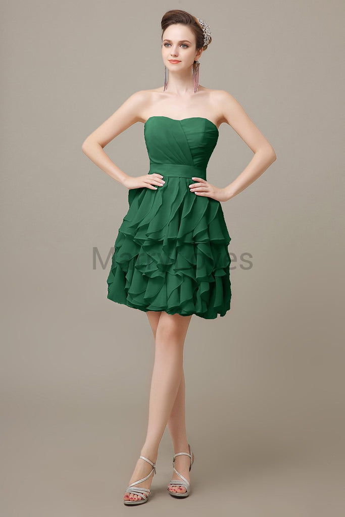 Sweetheart Ruffles Short Bridesmaid Dresses