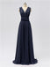 V Neck Chiffon Floor Length Bridesmaid Dresses