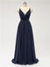 V Neck Chiffon Floor Length Bridesmaid Dresses