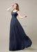 Square Neck Pleats Floor Length Bridesmaid Dresses