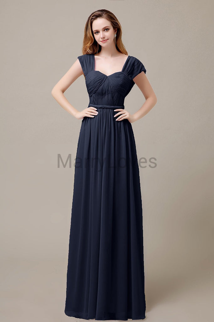 Floor Length Chiffon Bridesmaid Dresses with Pleated