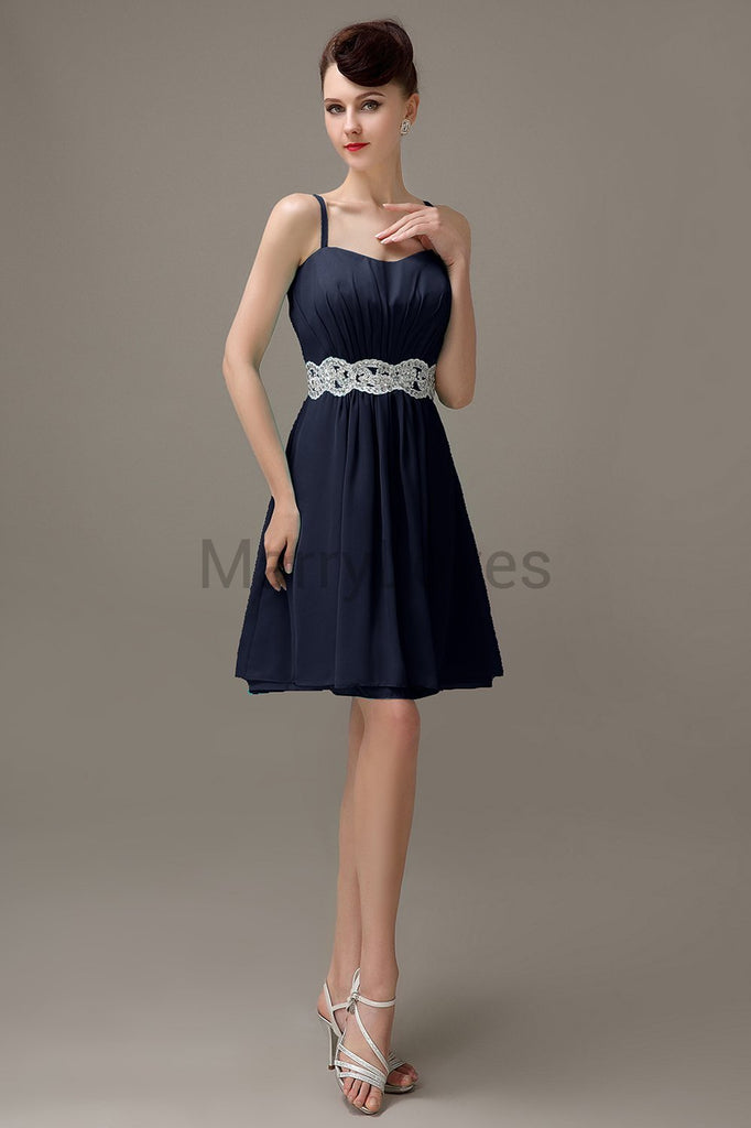 Spaghetti Strap Chiffon Short Bridesmaid Dresses