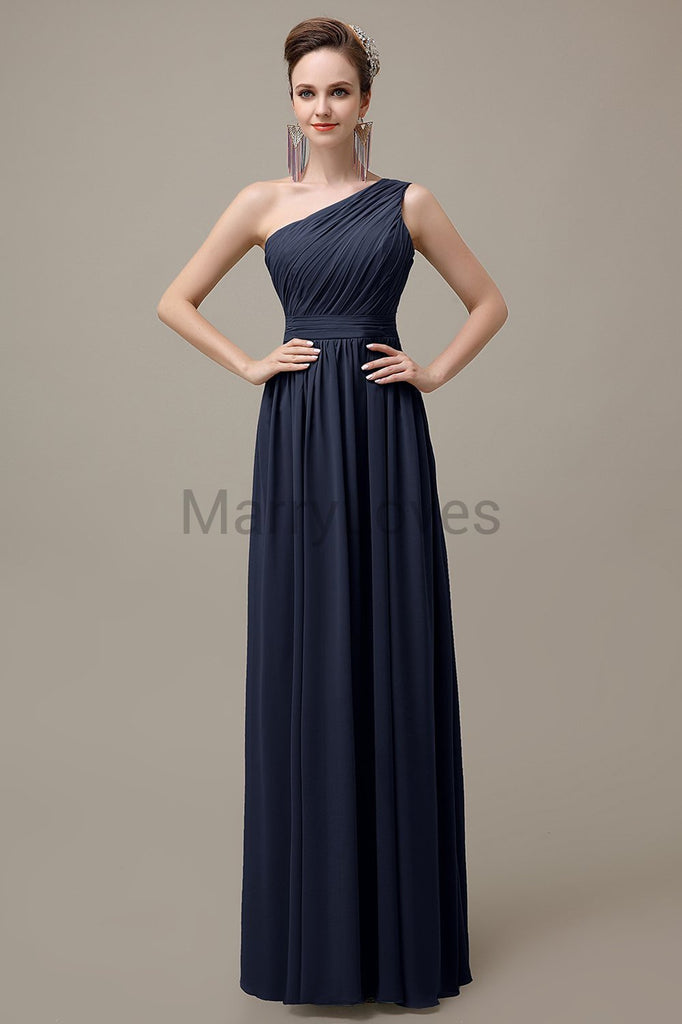 One Shoulder Chiffon Floor Length Bridesmaid Dresses