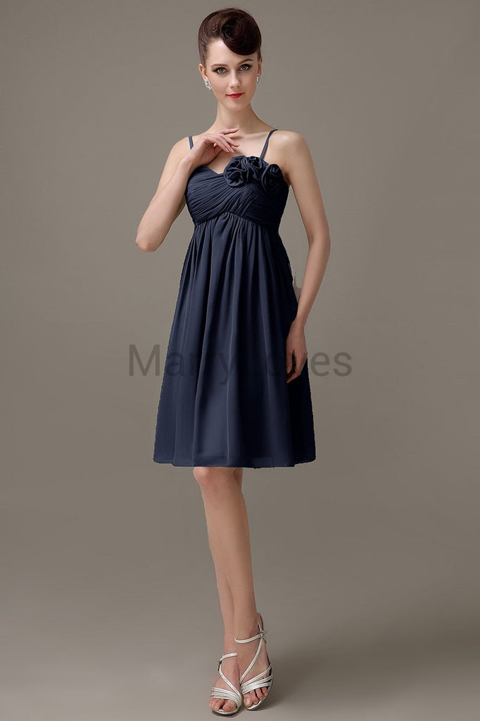 Spaghetti Strap Chiffon Short Bridesmaid Dresses