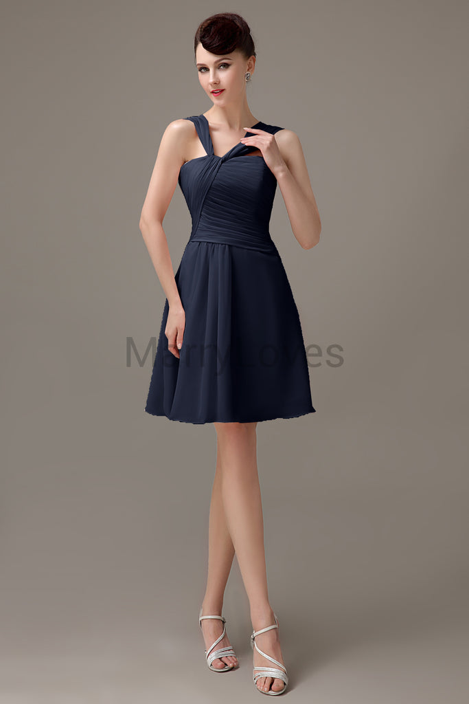 Cross Neck Chiffon Bridesmaid Dresses