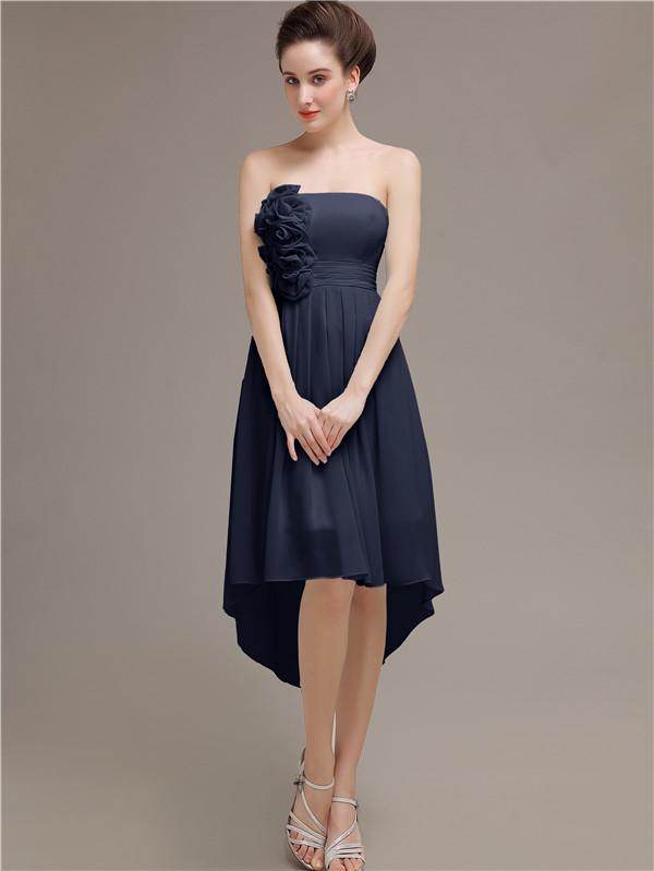 Strapless High Low Chiffon Bridesmaid Dresses