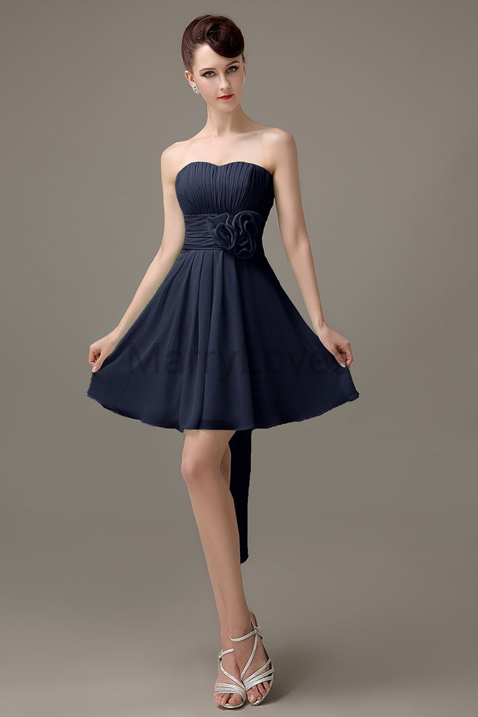 Strapless Pleats Chiffon Bridesmaid Dresses