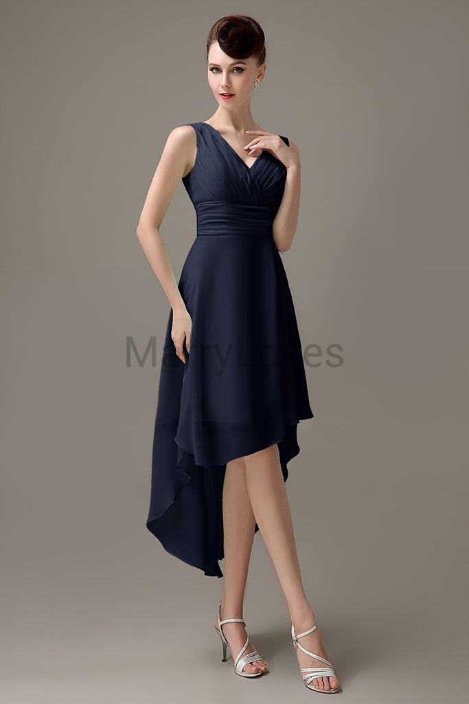 V-Neck Pleated Chiffon Bridesmaid Dresses