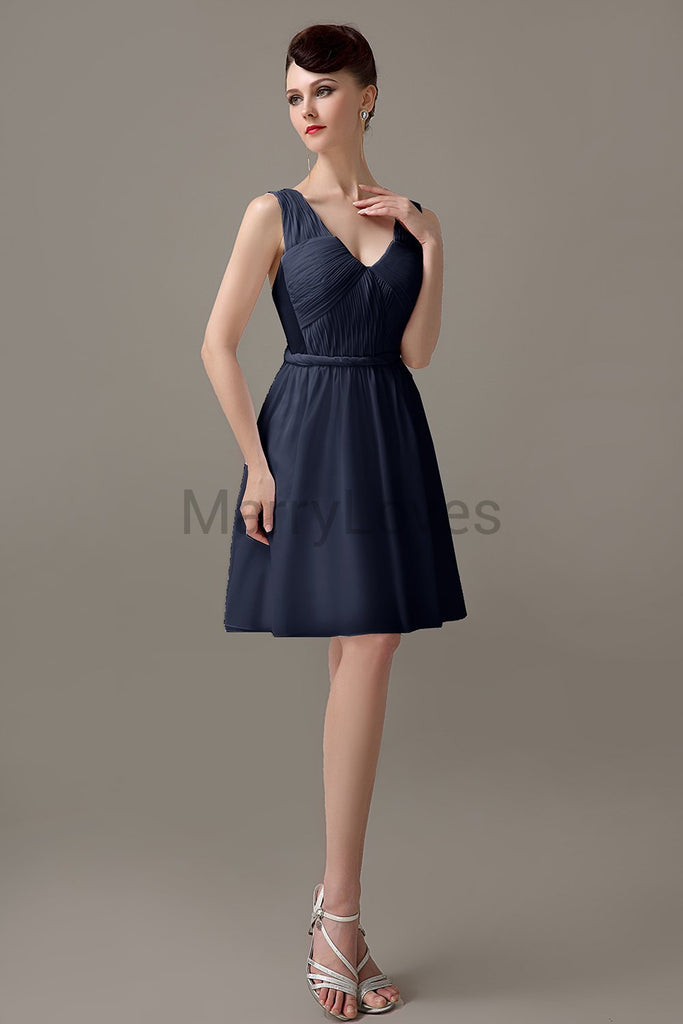 V-neck Chiffon Short Bridesmaid Dresses