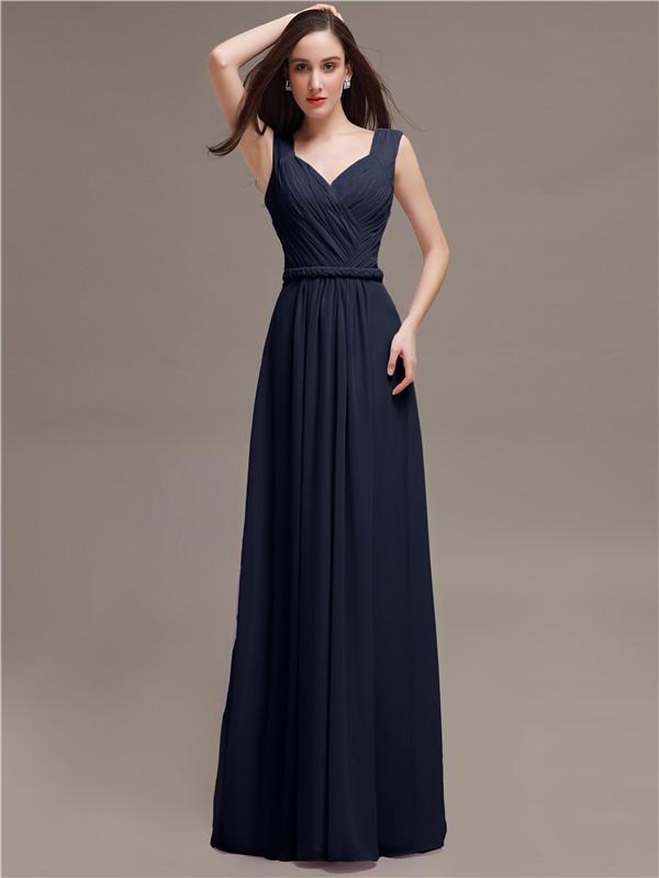 Straps Pleats Chiffon Bridesmaid Dresses