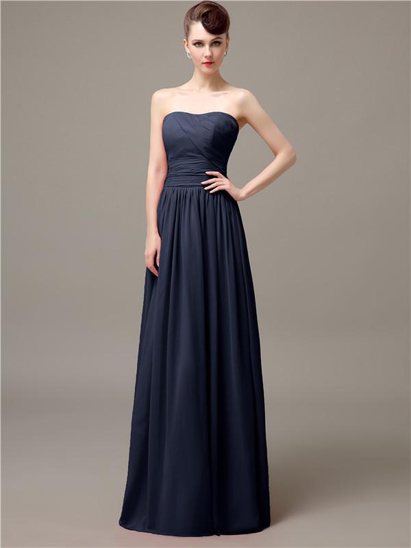 Strapless Pleats Chiffon Bridesmaid Dresses