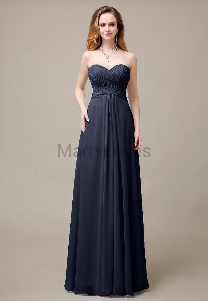 Cross-Pleated Chiffon Bridesmaid Dress with Sweetheart