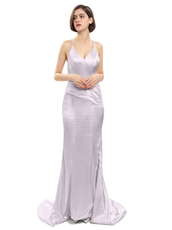 Spaghetti Straps V-neck Backless Bridesmaid Dresses