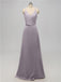 V Neck Satin Floor Length Bridesmaid Dresses