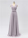 V Neck Chiffon Floor Length Bridesmaid Dresses