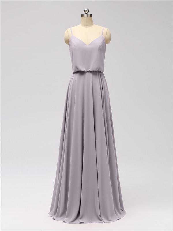 Spaghetti Strap Chiffon Floor Length Bridesmaid Dresses