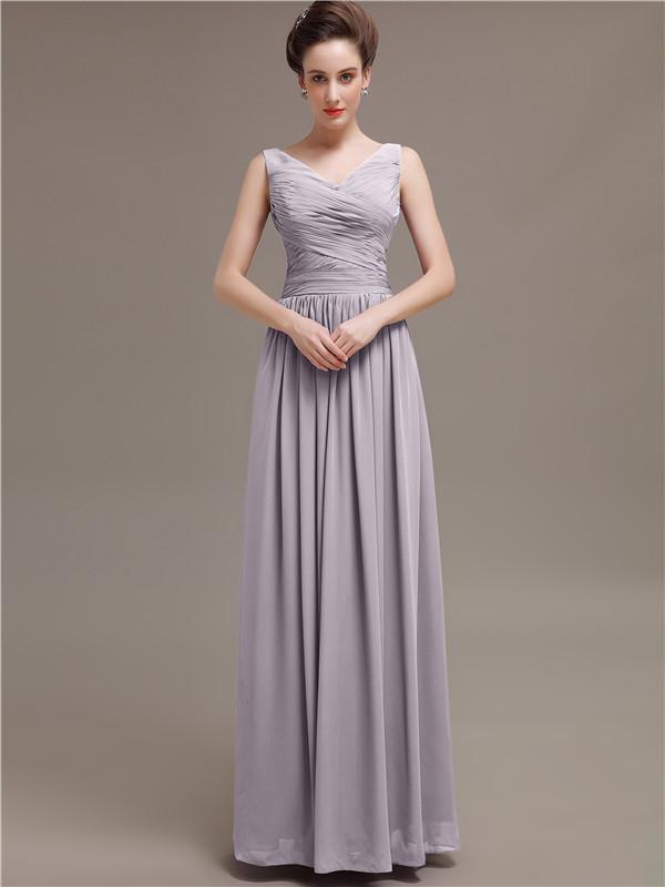 V-Neck Pleats Chiffon Bridesmaid Dresses