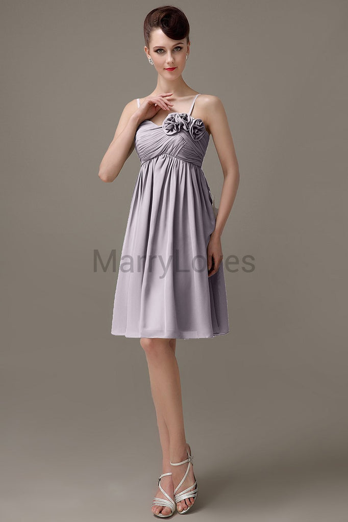 Spaghetti Strap Chiffon Short Bridesmaid Dresses