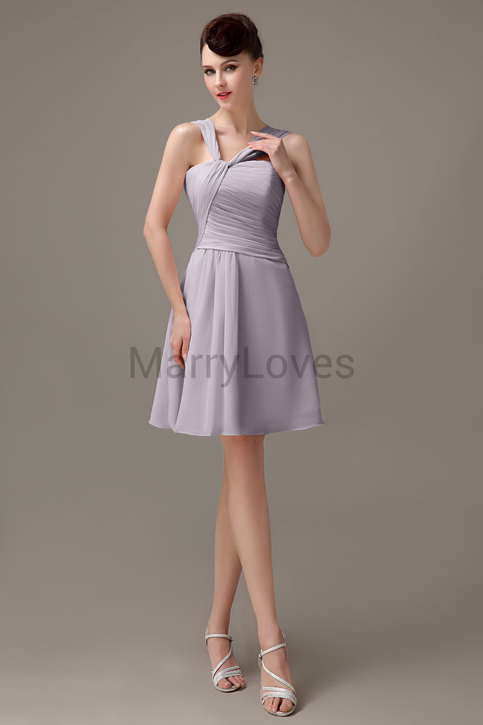 Cross Neck Chiffon Bridesmaid Dresses