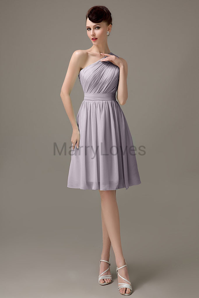 One Shoulder Pleats Bridesmaid Dresses