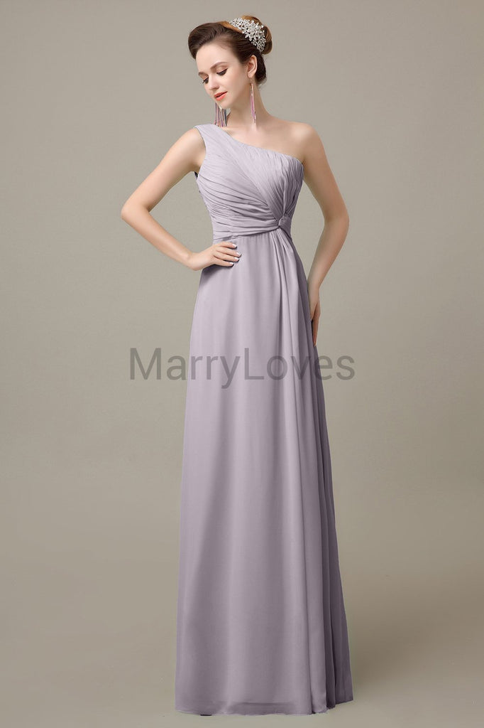 One Shoulder Long Chiffon Bridesmaid Dresses