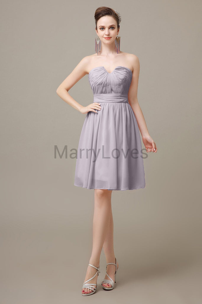 Sweetheart Neck Knee Length Chiffon Bridesmaid Dresses