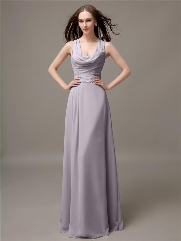 A-line Jewel Neck Floor-length Bridesmaid Dresses