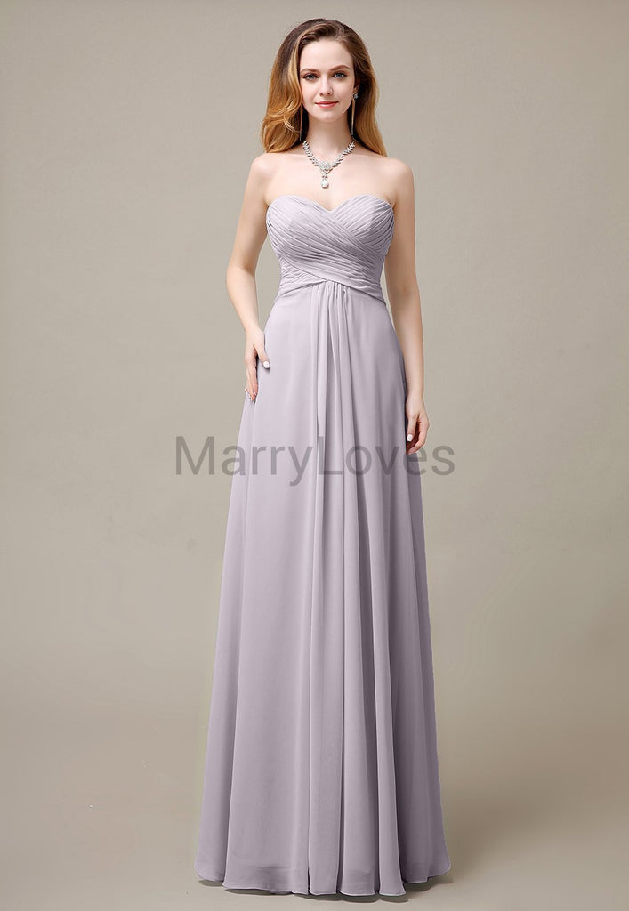 Cross-Pleated Chiffon Bridesmaid Dress with Sweetheart