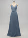 V Neck Satin Floor Length Bridesmaid Dresses