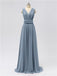 V Neck Chiffon Floor Length Bridesmaid Dresses