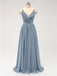 V Neck Chiffon Floor Length Bridesmaid Dresses