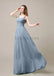 Square Neck Pleats Floor Length Bridesmaid Dresses