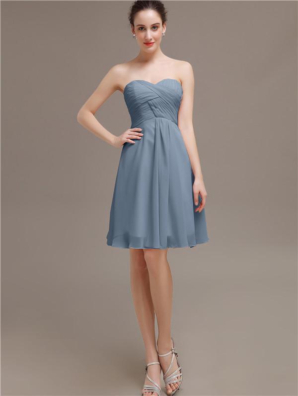 Sweetheart Pleats Chiffon Bridesmaid Dresses