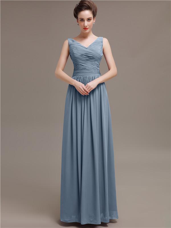 V-Neck Pleats Chiffon Bridesmaid Dresses