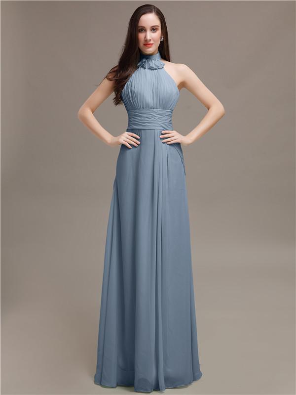 High Neck Chiffon Bridesmaid Dresses