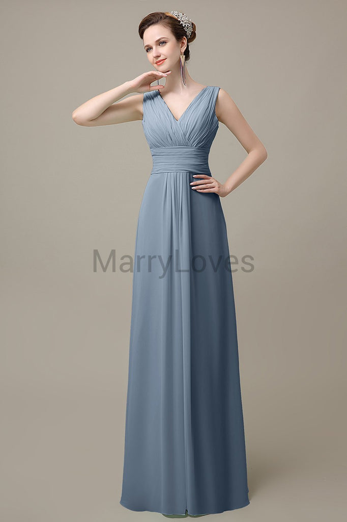 V-Neck Sleeveless Chiffon Bridesmaid Dresses