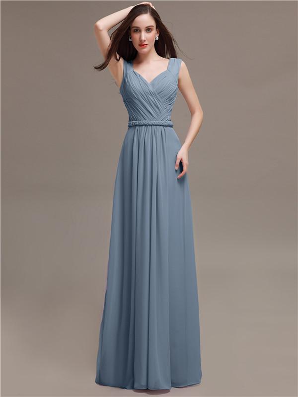 Straps Pleats Chiffon Bridesmaid Dresses