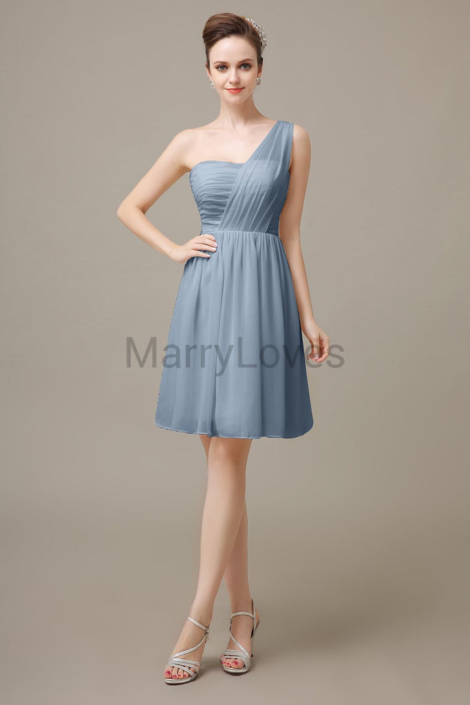 One shoulder Pleats Chiffon Bridesmaid Dresses