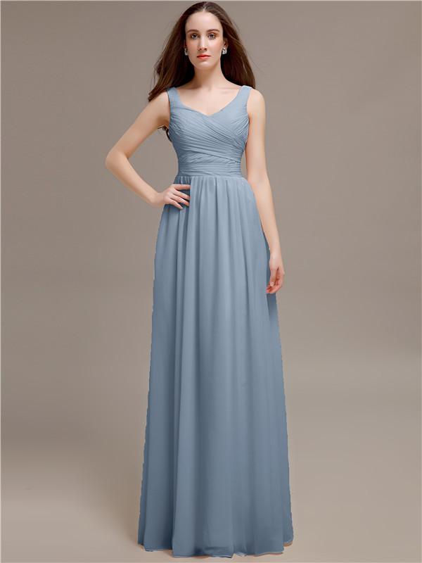 Scoop Neck Sleeveless Pleats Bridesmaid Dresses