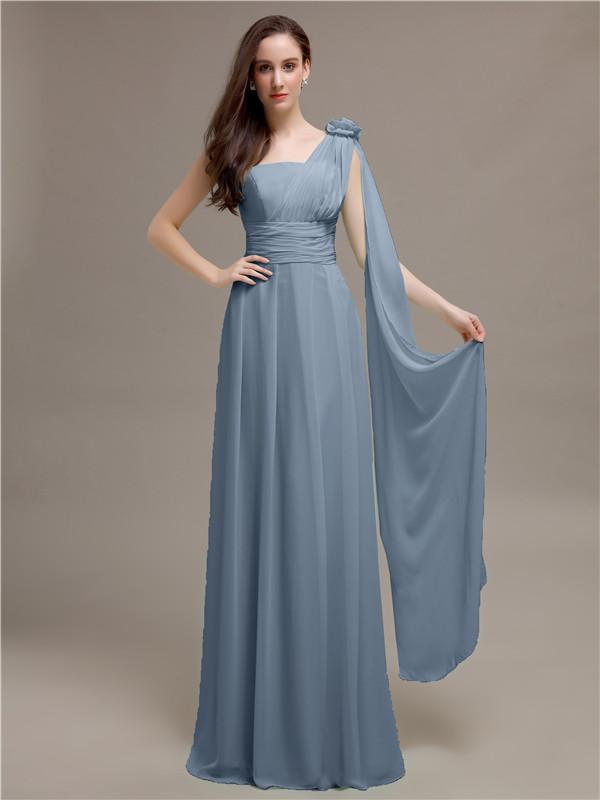 One-shoulder Appliques Chiffon Bridesmaid Dresses