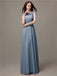 Floor-length Cap Sleeves Appliques Chiffon Bridesmaid Dresses