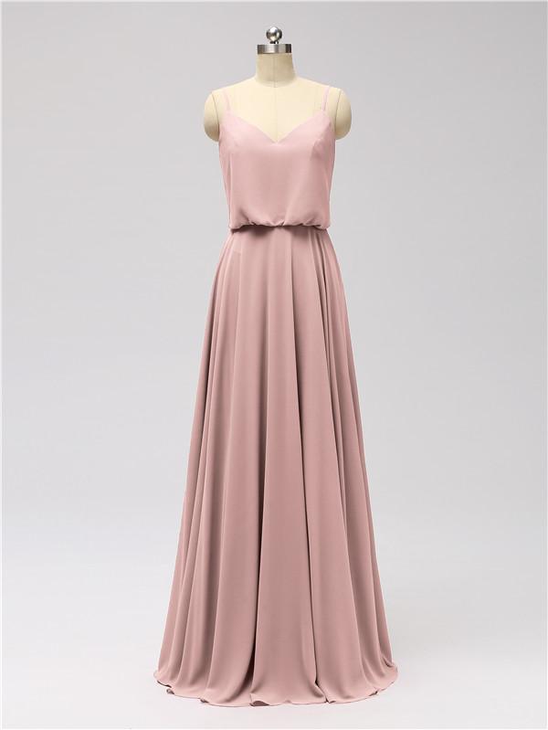 Spaghetti Strap Chiffon Floor Length Bridesmaid Dresses