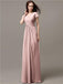 A-line V-neck Short Sleeves Pleats Bridesmaid Dresses