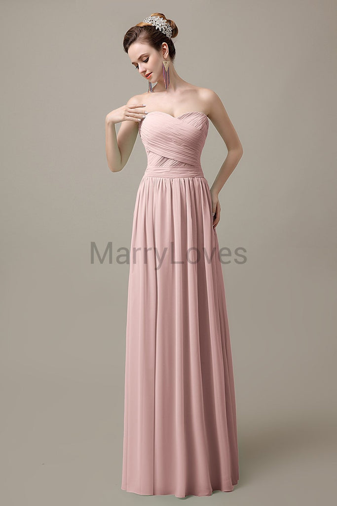 Sweetheart Pleats Chiffon Bridesmaid Dresses