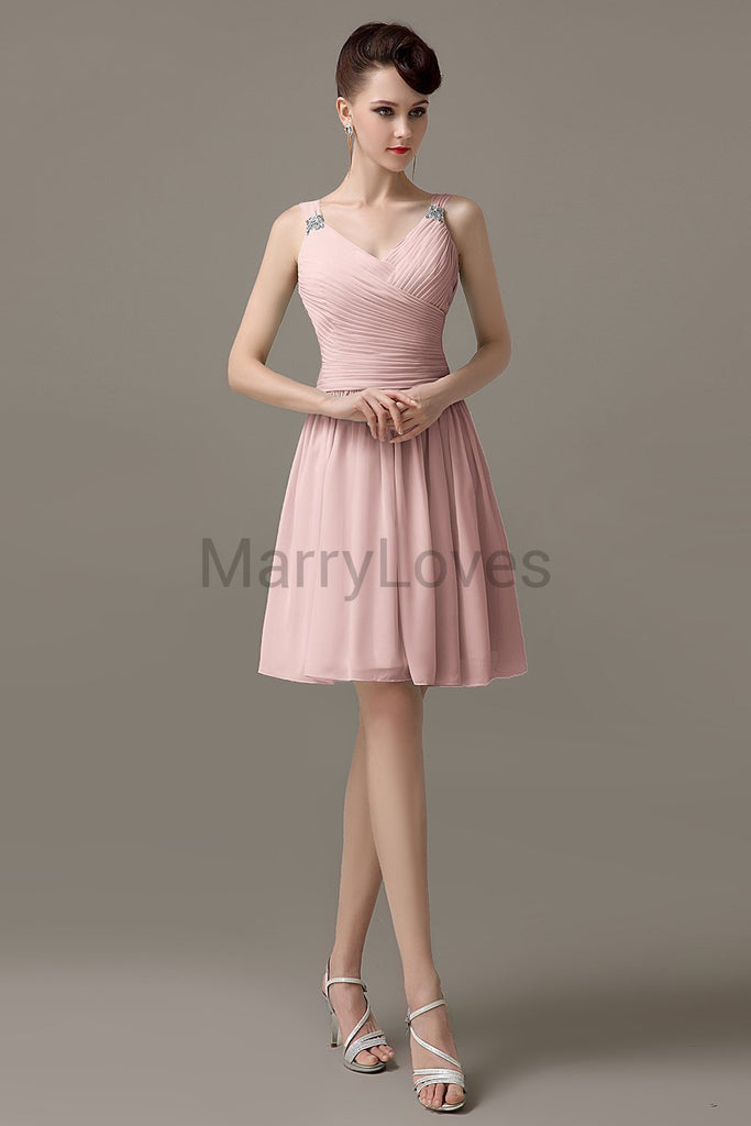 V-neck Chiffon Short Bridesmaid dresses