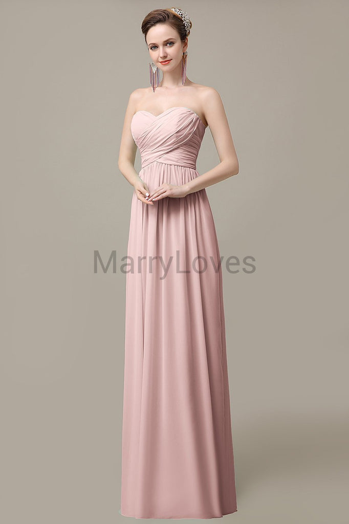 Sweetheart Chiffon Long Bridesmaid Dresses