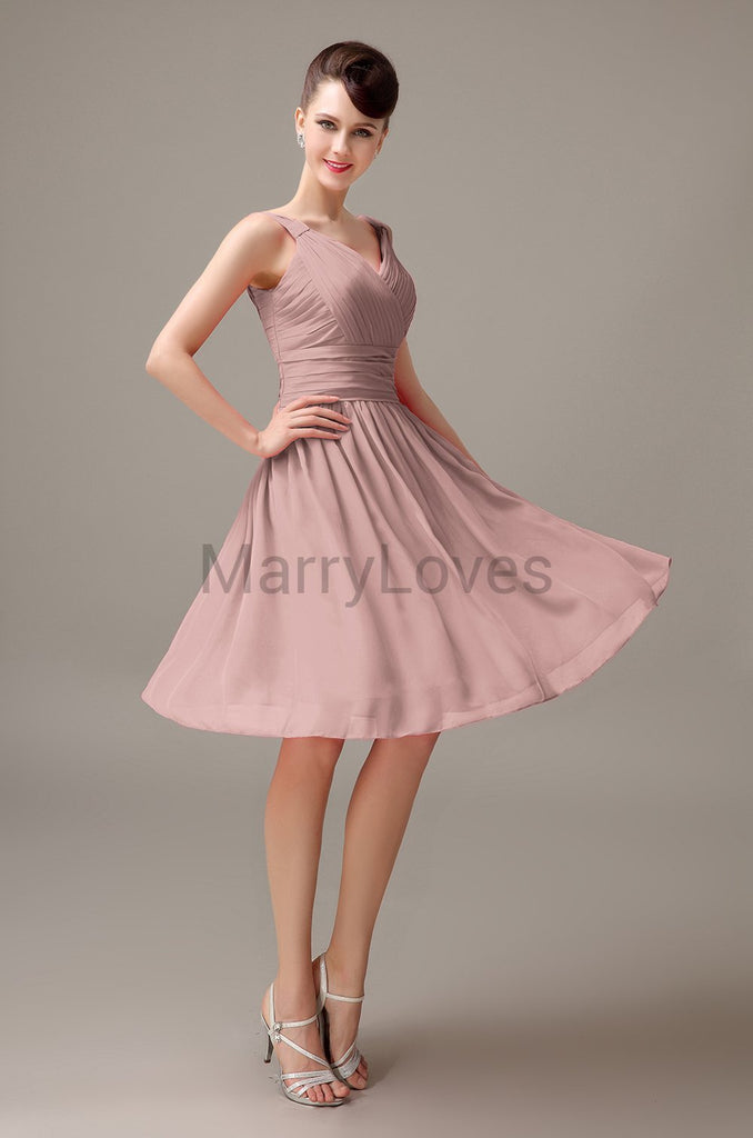 V-Neck Sleeveless Chiffon Bridesmaid Dresses