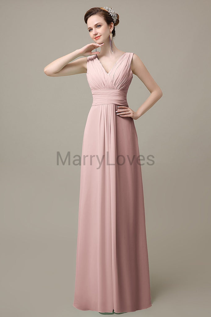 V-Neck Sleeveless Chiffon Bridesmaid Dresses